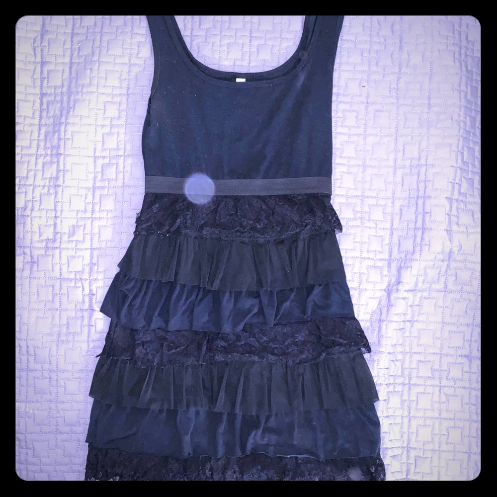 Black mini ruffle dress